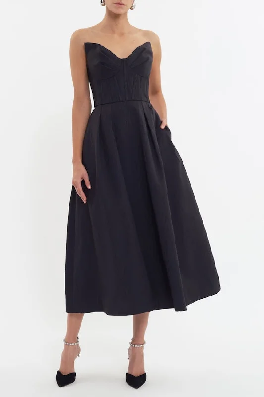 Luiza Strapless Midi Dress Black