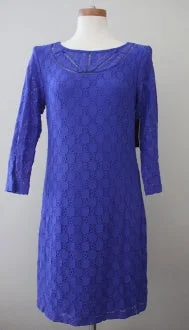 Cool Winter Royal Blue Lace Dress