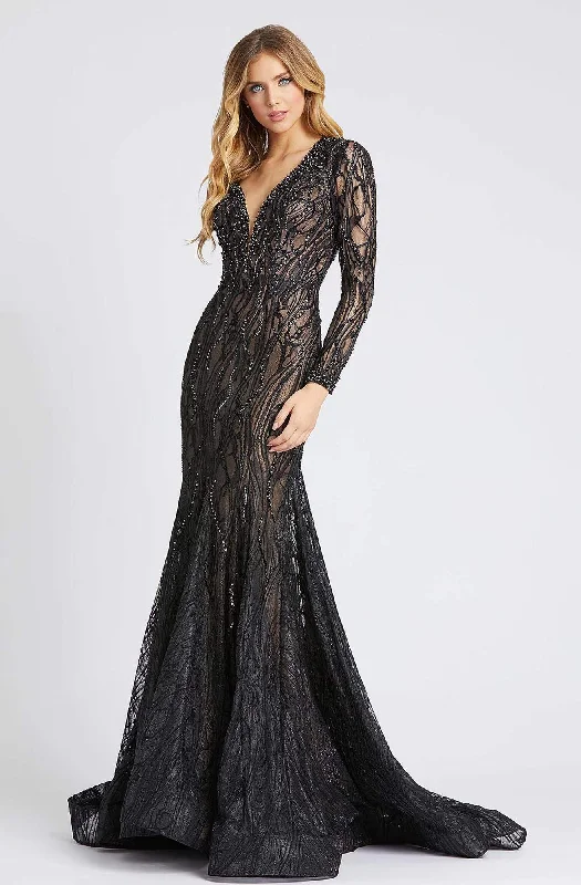 Mac Duggal Evening - 79291D Long Sleeve Sheer Laced Long Dress