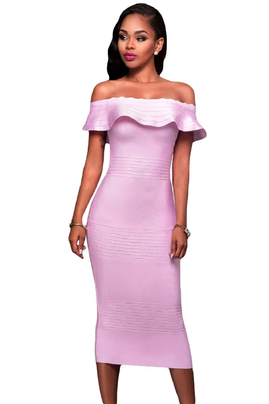 Off Shoulder Bodycon Slit Back Bandage Dress